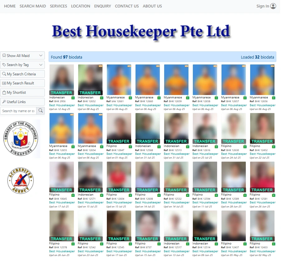Wide Selection of Migrant Domestic Workers of the Best Maid Agency in Singapore
