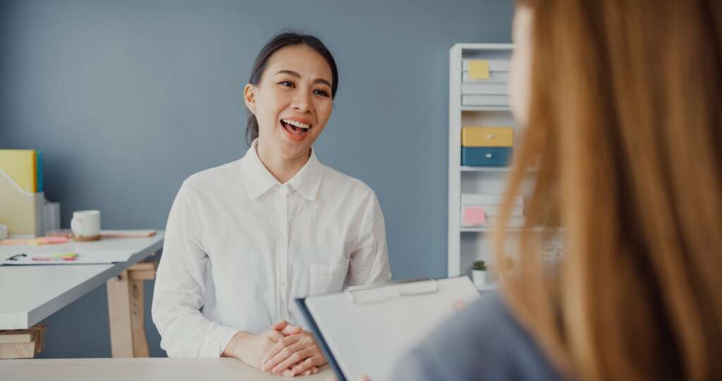 a transfer maid in singapore being interviewed for a job