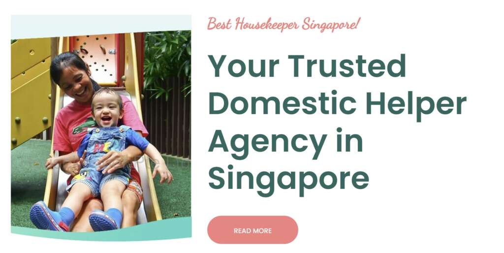 A nanny playing with her care on the slide. The Best Housekeeper homepage.