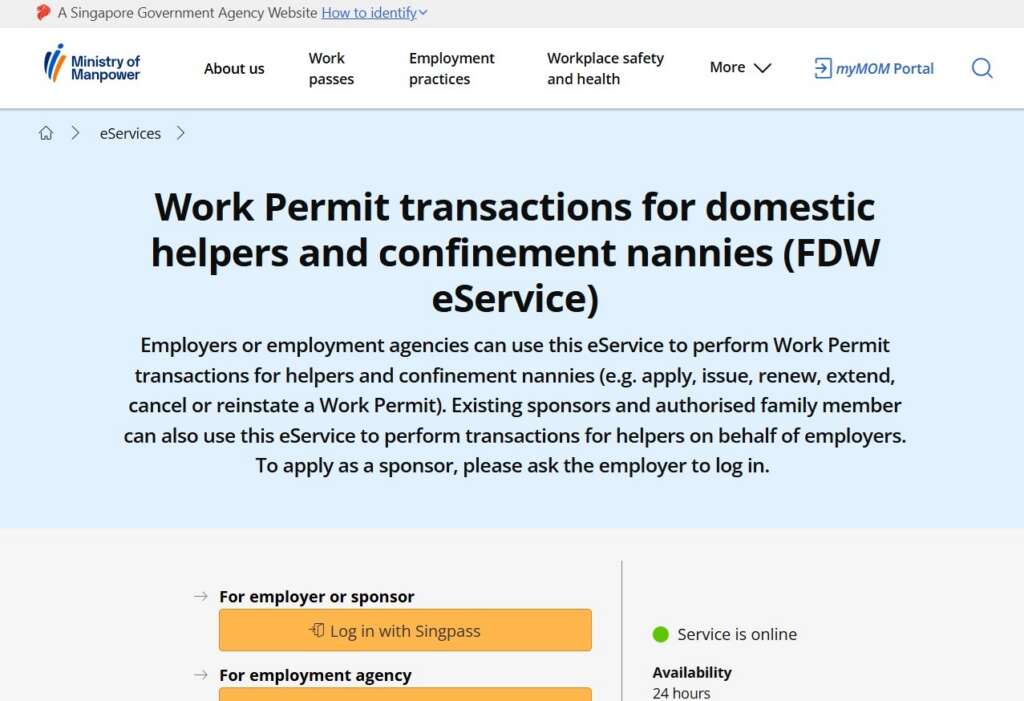 checking eligibility for transfer helpers in singapore