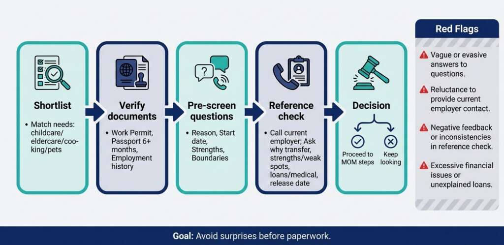 pre screening for transfer helper in singapore